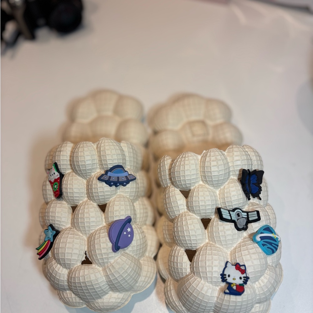 White Bubble Slides with Charms